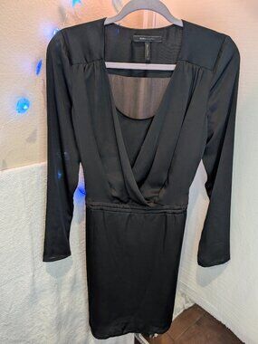 BCBGMAXAZRIA Black Cocktail Mini Dress Size S Long Sleeve Night Out Dress